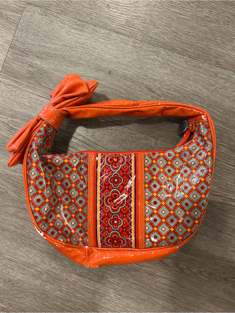 Vera Bradley Orange Patterned Women's Shoulder Bag with Bow Accent